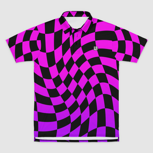 Pink Chex Premium Disc Golf Polo